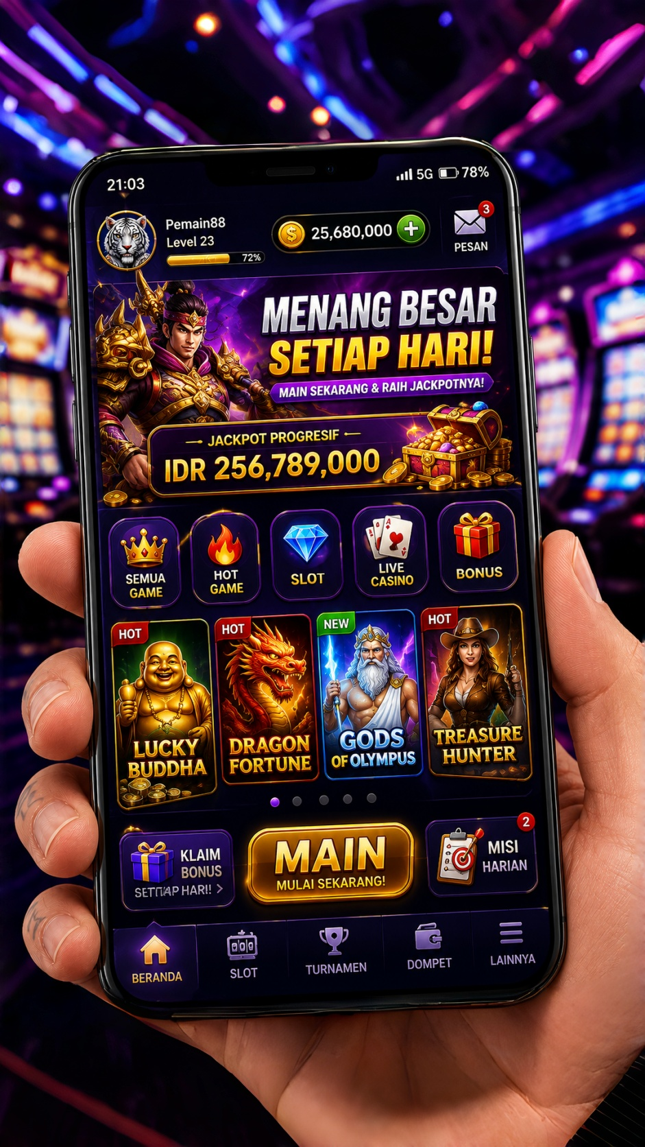 Tampilan antarmuka utama aplikasi rp6789 yang ramah pengguna.
